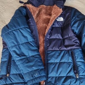 The North Face Navy and Brown Puffer Jacket
